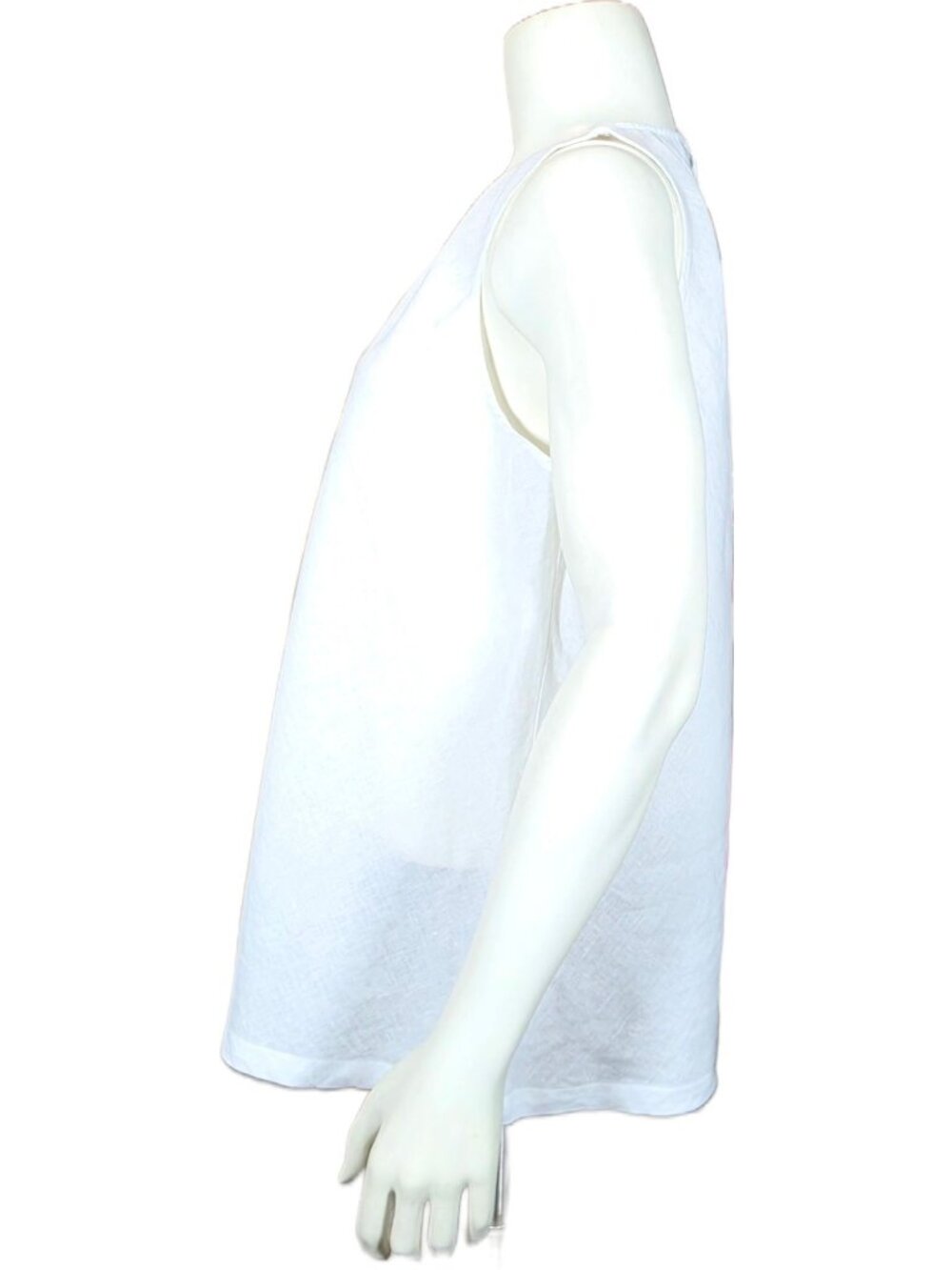 Lands' End 100% Linen White Tank Top L 14-16 Coastal Grandma Minimalist Shell - Picture 2 of 11